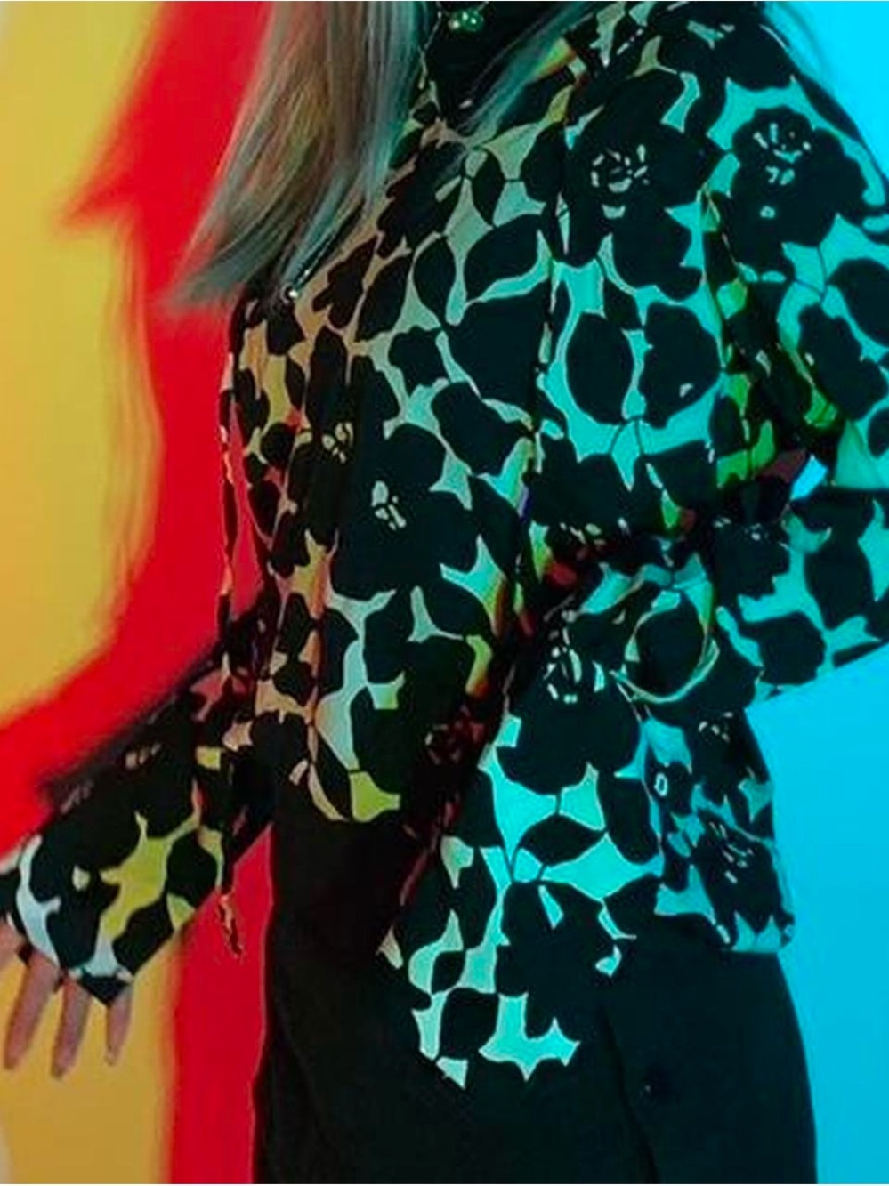 Women’s Black Floral Button-Up Blouse